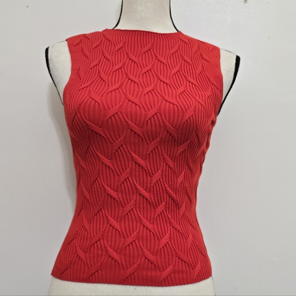 ZARA size XS Textured Stretch Knit Tank Red